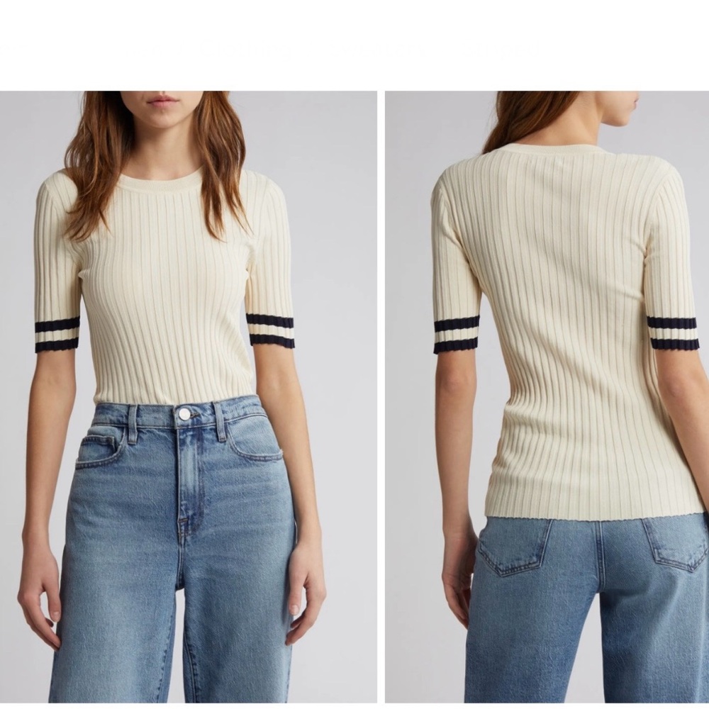 Rag & Bone Madison Stripe Short Sleeve Rib Sweater